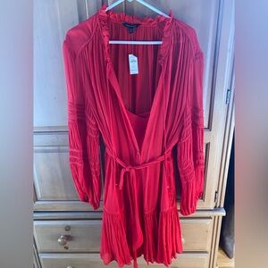 Banana Republic orange/Red Women's Dress. Full detachable slip underneath. NWT